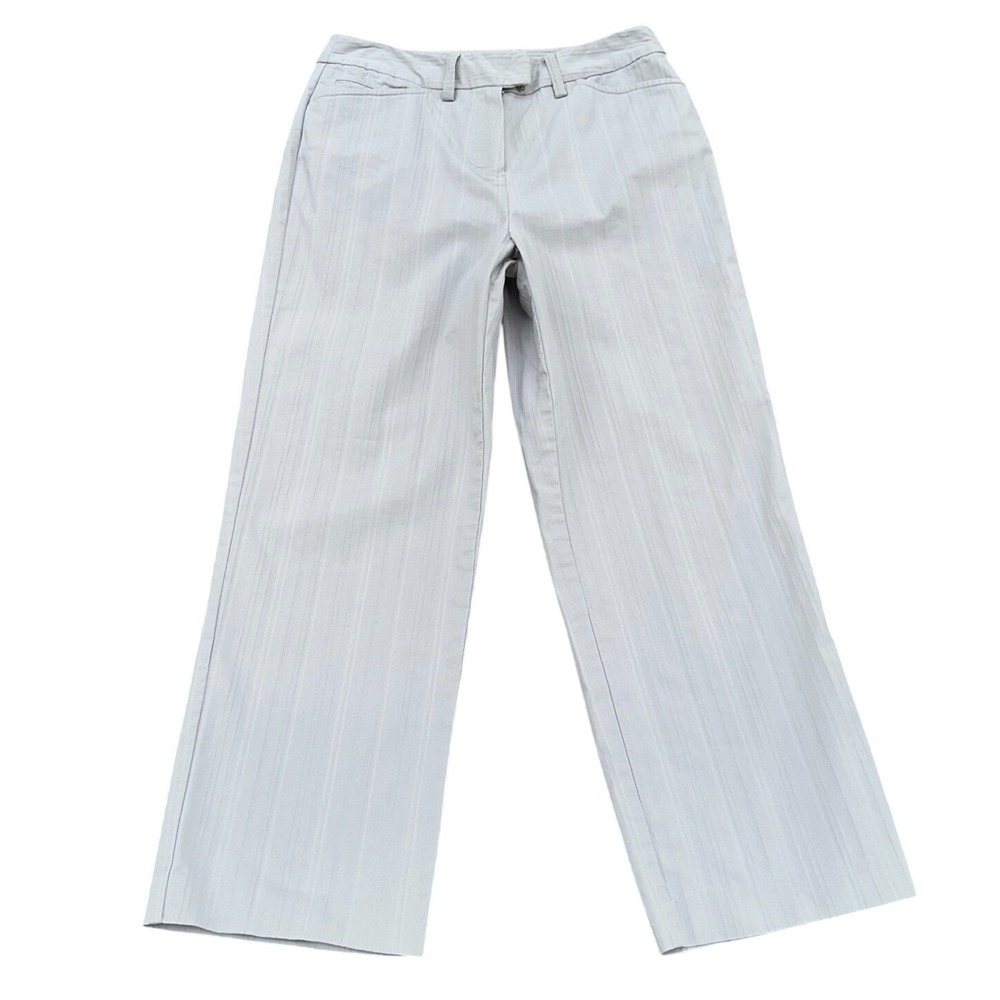 Talbots Womens Cropped Pants Size 4 Grey Textured Pinstripe Stretch Straight Leg